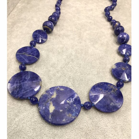 Natural Chunky Statement Sodalite Necklace with Sterling Silver Senorita Clasp - Picture 1 of 8